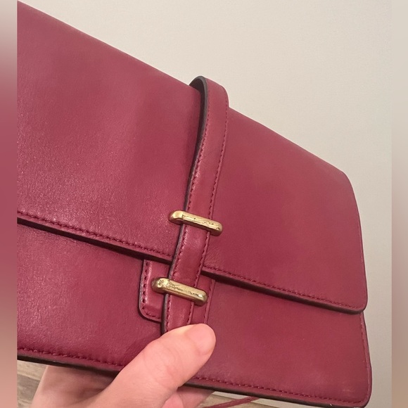 Vintage coach burgundy leather slim clutch crossbody bag - Picture 3 of 8